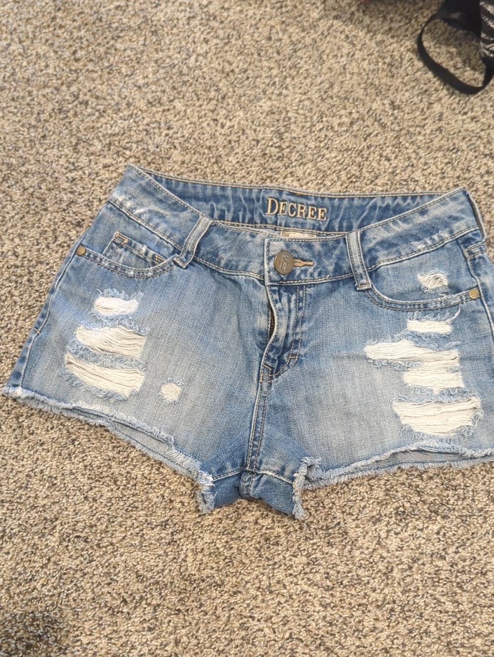 Decree Light Blue Distressed Denim Cutoff Shorts